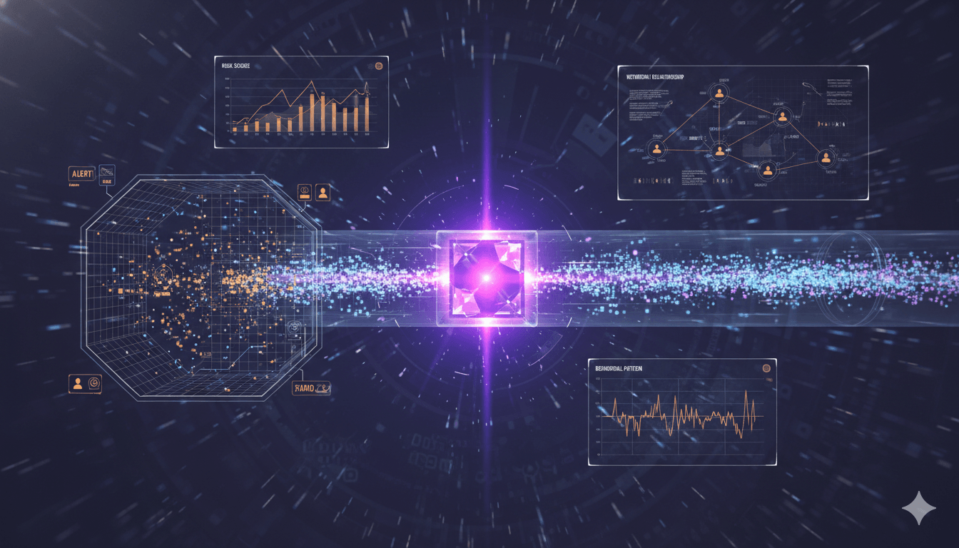 AI-powered fraud detection system analyzing financial transactions in real time
