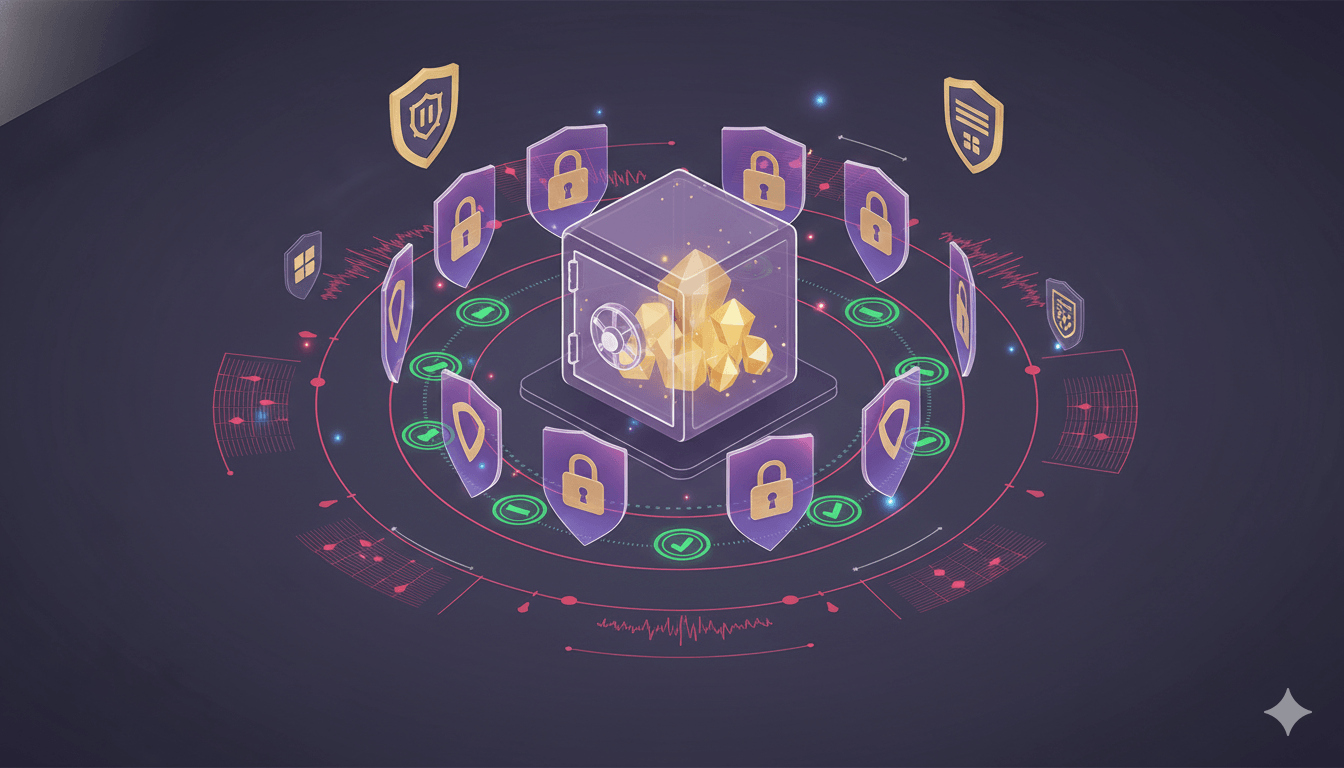 Multi-layered security architecture protecting financial data with compliance checkpoints