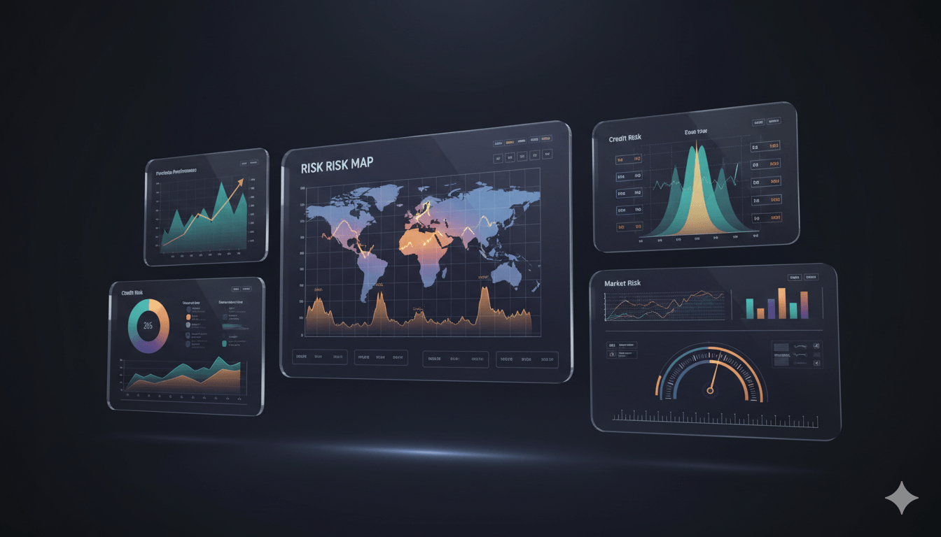 Executive financial command center with real-time risk and portfolio analytics dashboards